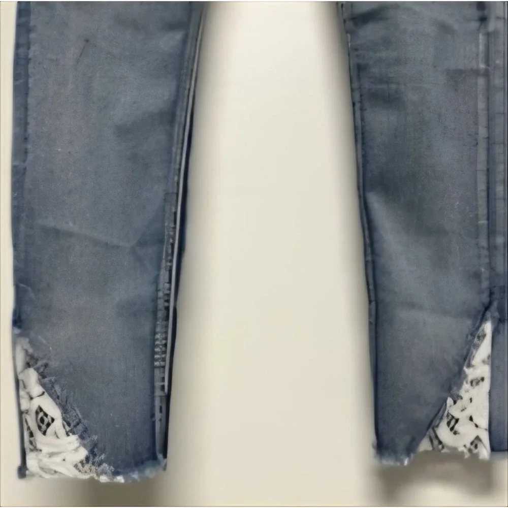 Rampage Skinny Sophie Mid Rise Jeans Women's Blue Acid Wash Cotton Blend 9 LACE